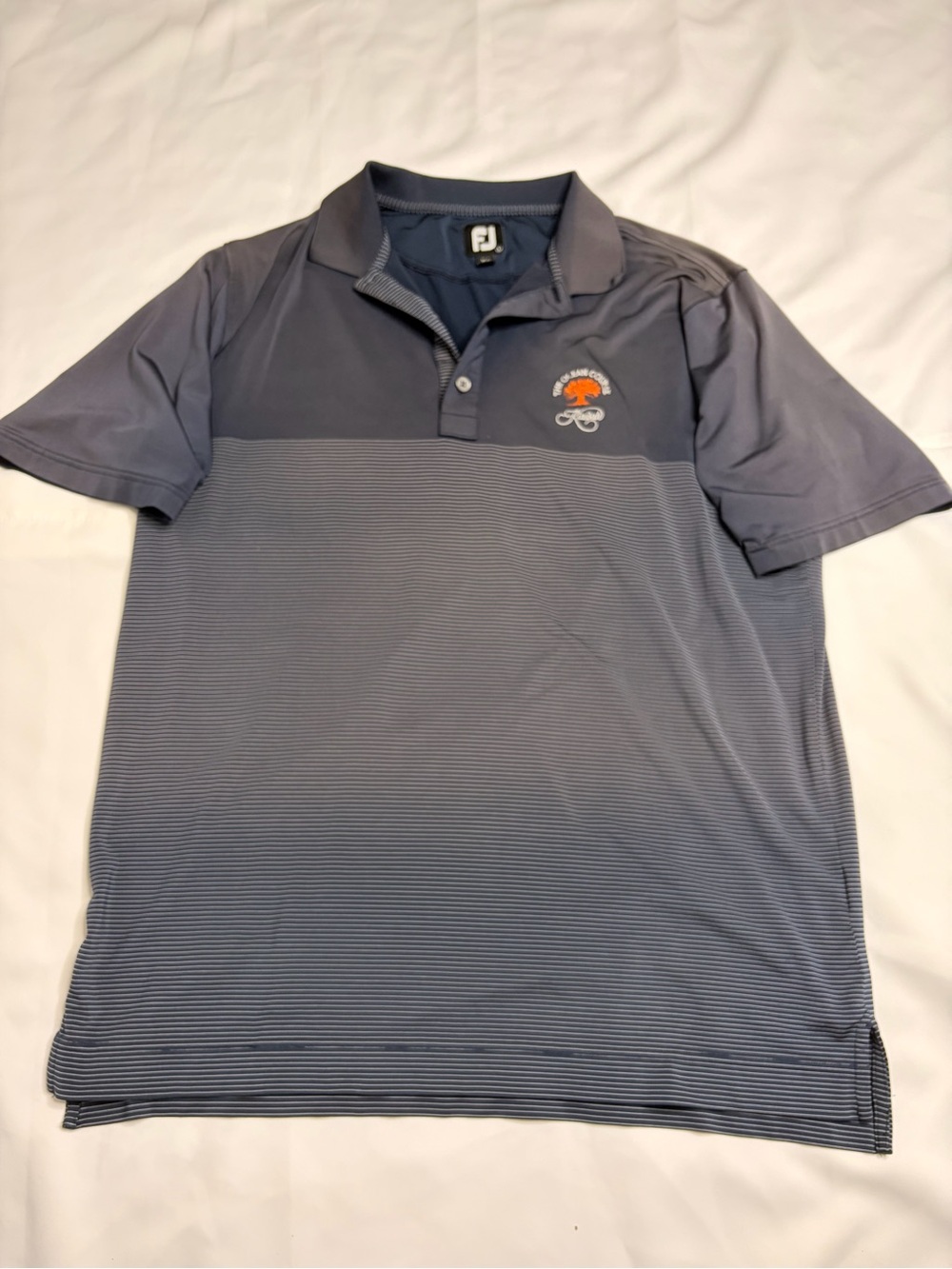 FootJoy Polo Shirt Mens Large Gray Striped Golf Performance Ocean Course Kiawah